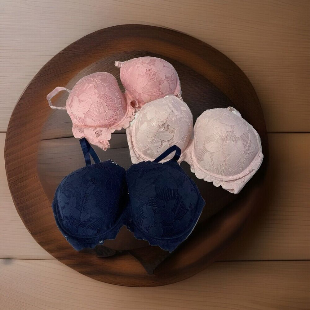 Sz 40DD  Adrienne Vittadini Studio Bra Everday Bra Comfort Set of 3 Lacey Floral